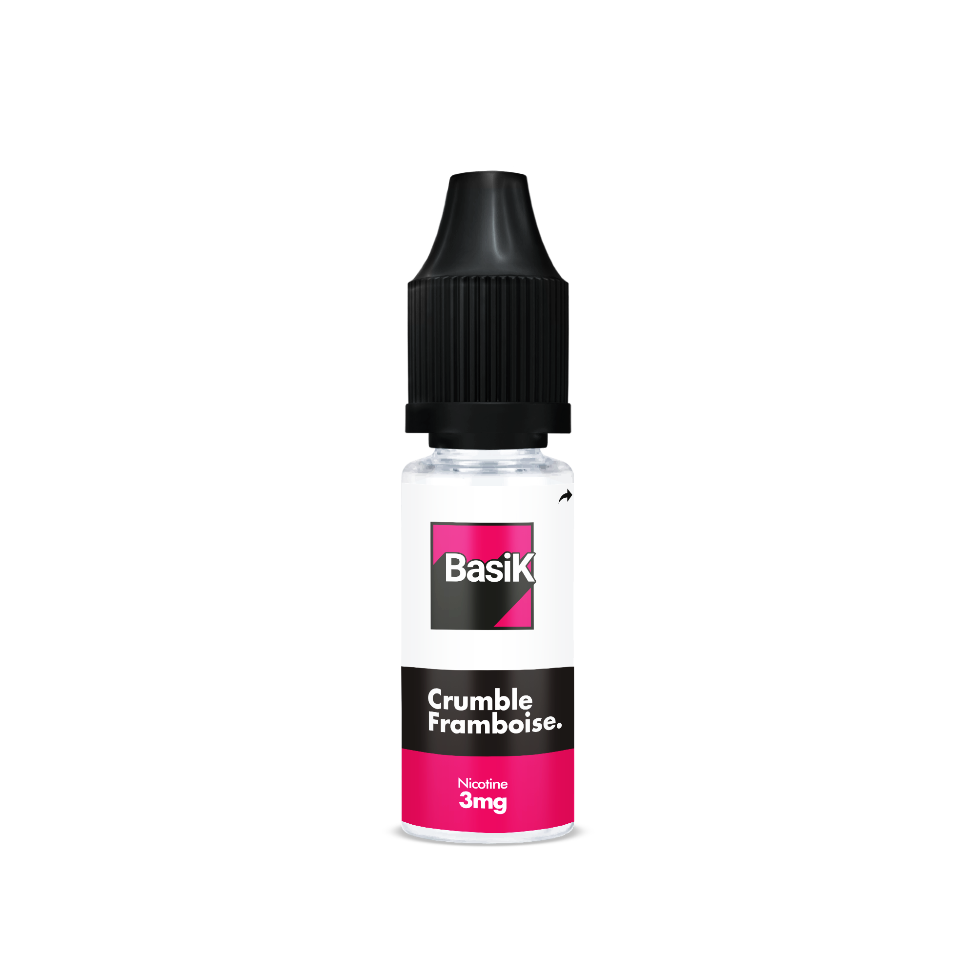 E-liquide CRUMBLE FRAMBOISE de la Gamme Basik en format 10ml nicotiné goût crumble framboise en sels de nicotine