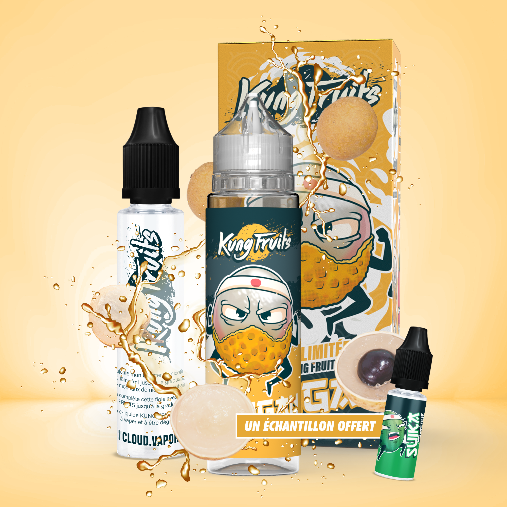 PACK RYUGAN - E-liquide 70ml + 1 échantillon KUNG FRUITS OFFERT