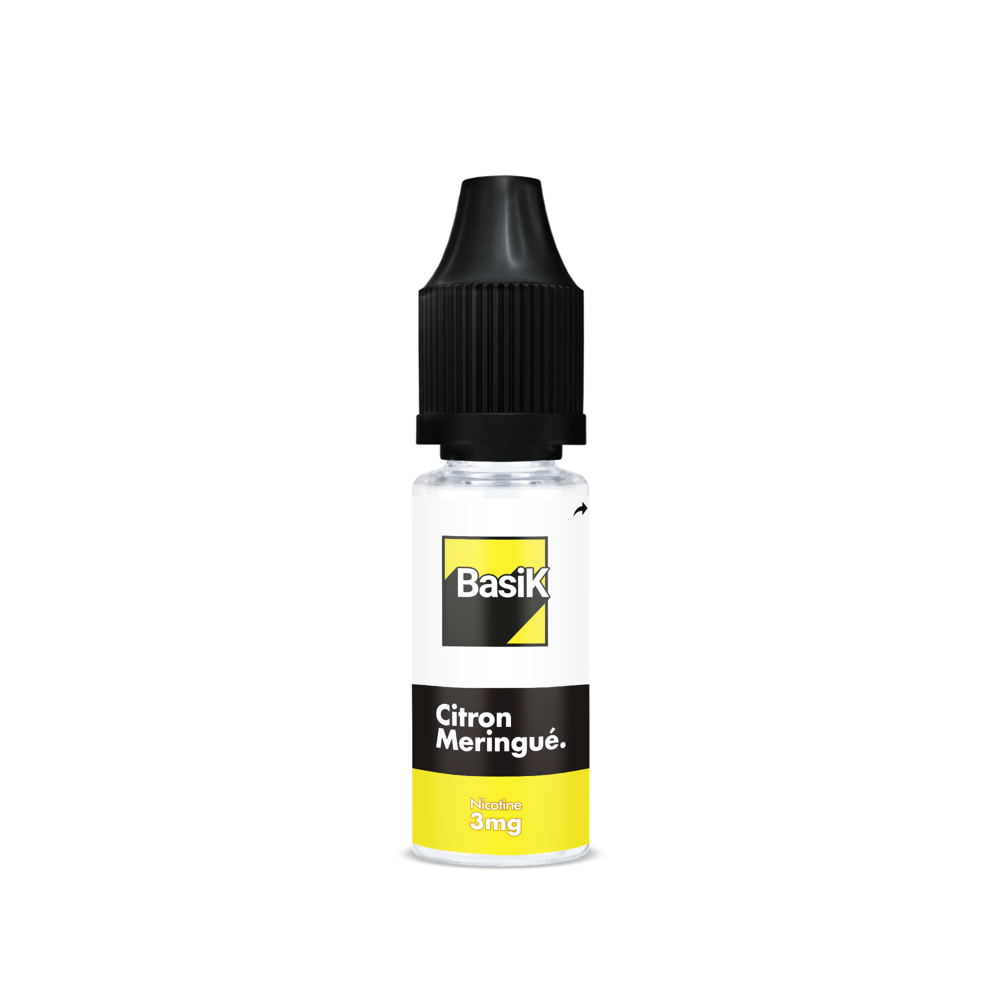 E-liquide CITRON MERINGUE de la Gamme Basik en format 10ml nicotiné goût tarte citron meringuée en sels de nicotine