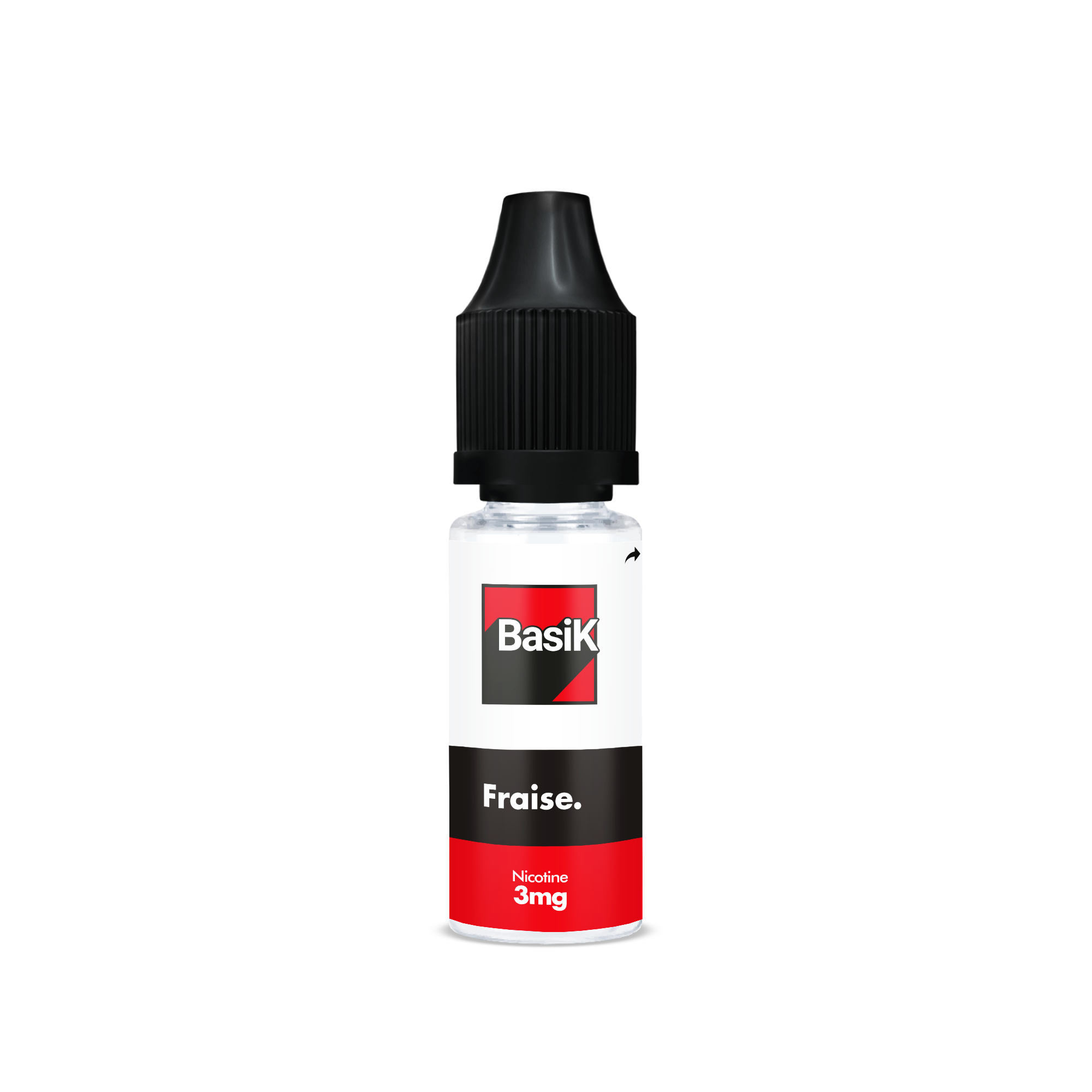 E-liquide FRAISE de la Gamme Basik en format 10ml nicotiné goût fraise sauvage en sels de nicotine