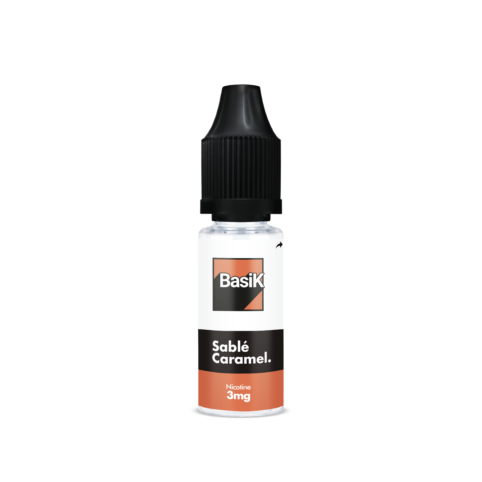 E-liquide SABLE CARAMEL de la Gamme Basik en format 10ml nicotiné goût gateau sablé au caramel en sels de nicotine