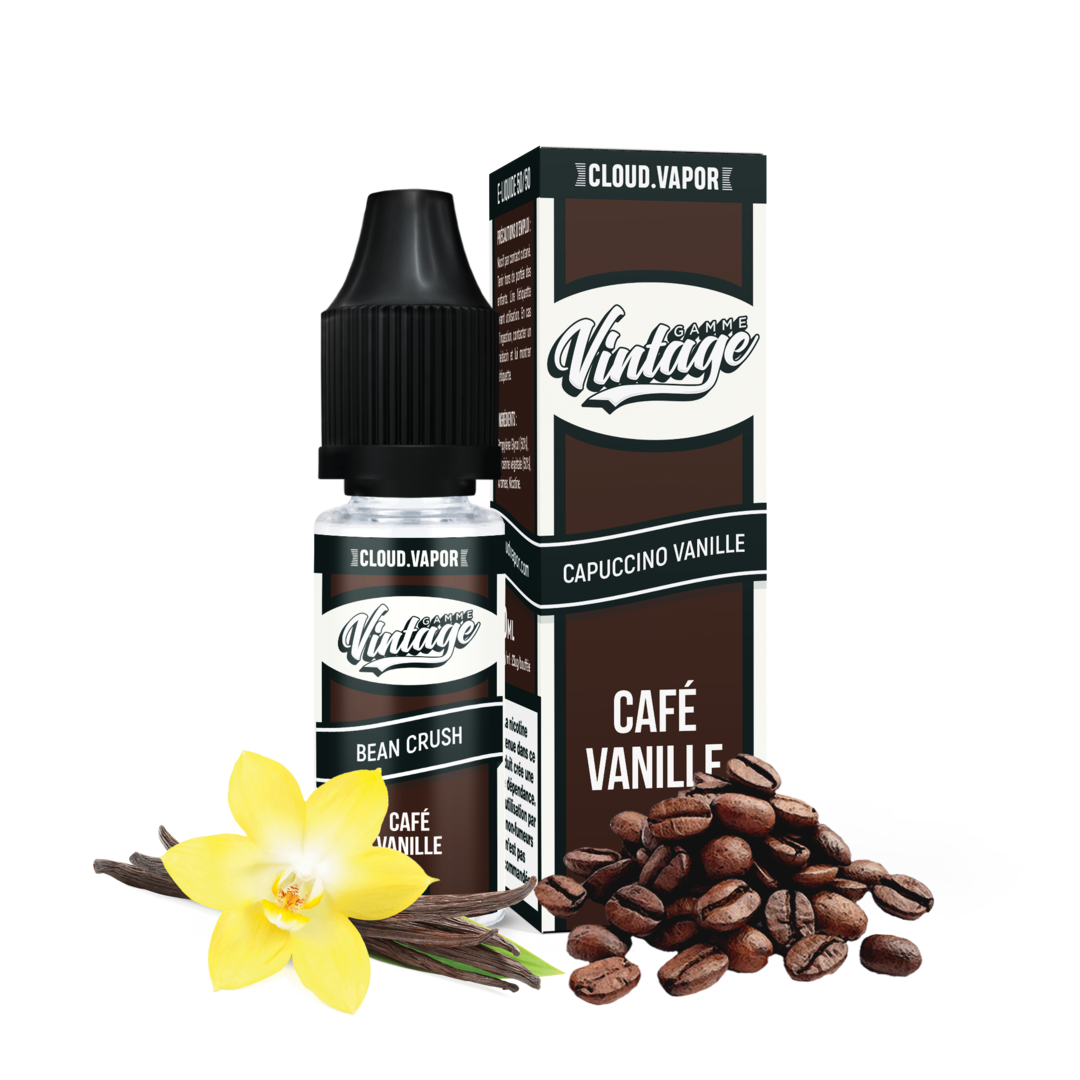 E-liquide BEAN CRUSH de la Gamme Vintage en format 10ml nicotiné goût café vanille