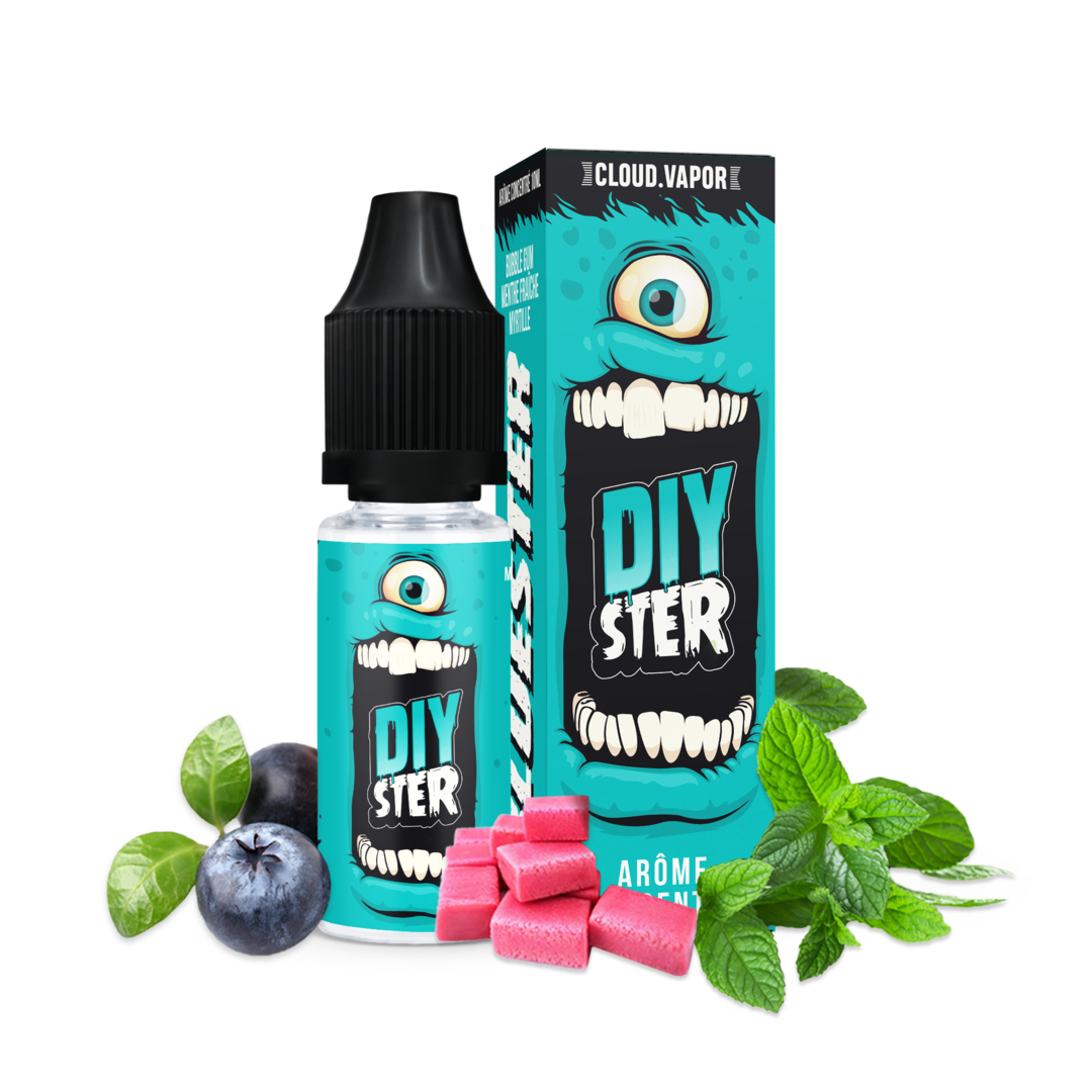 Arôme BLUESTER de la Gamme DIYSTER en format DIY 10ml goût bubble gum, myrtille et menthe