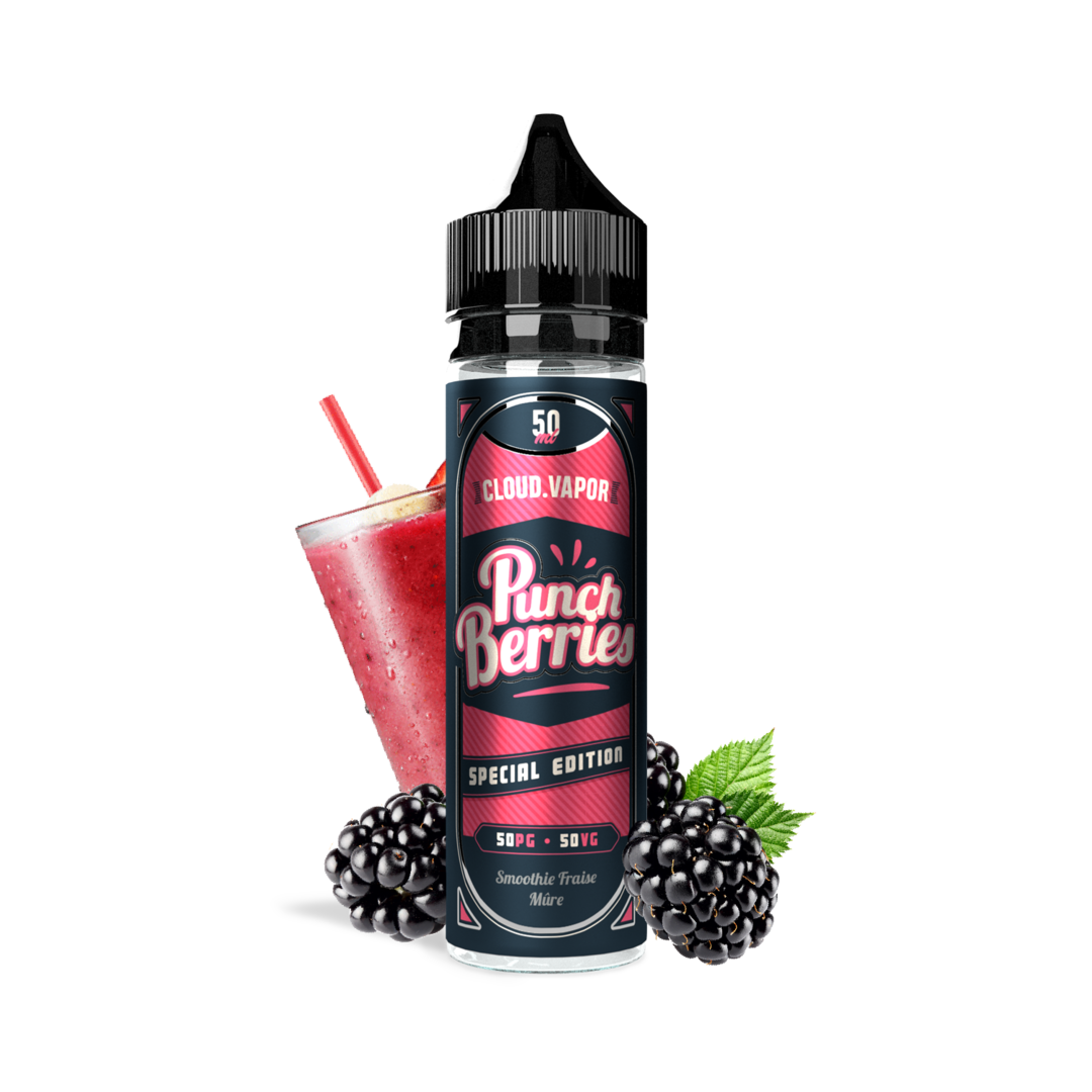 E-liquide PUNCH BERRIES de la Gamme Vintage en format 50ml goût smoothie fraises et mûres