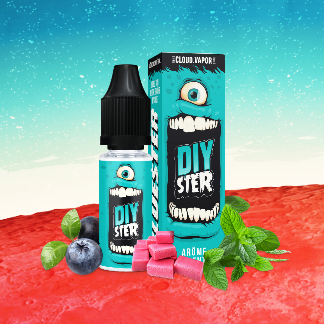 Arôme BLUESTER de la Gamme DIYSTER en format DIY 10ml goût bubble gum, myrtille et menthe