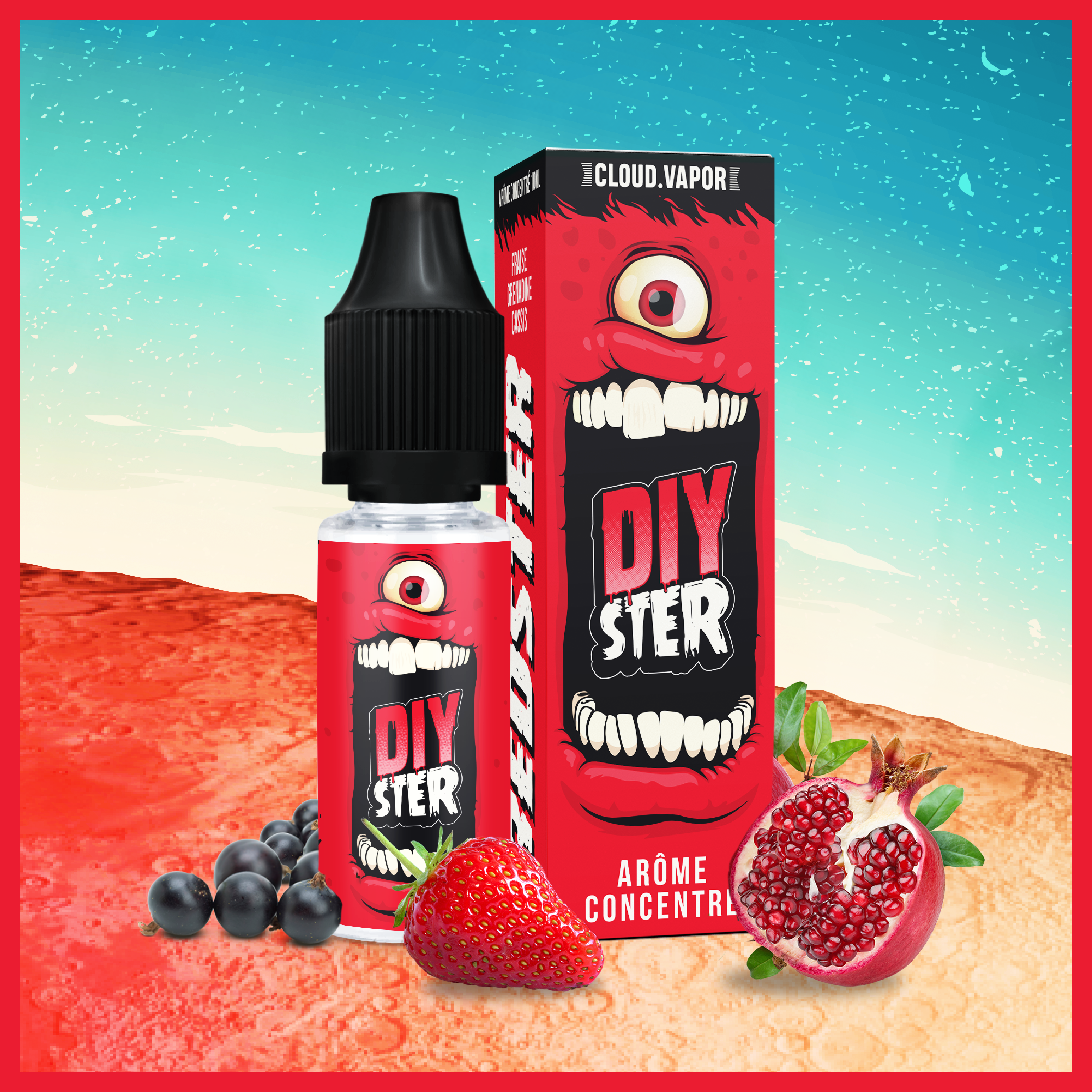 Arôme REDSTER de la Gamme DIYSTER en format DIY 10ml goût grenadine, cassis et fraise