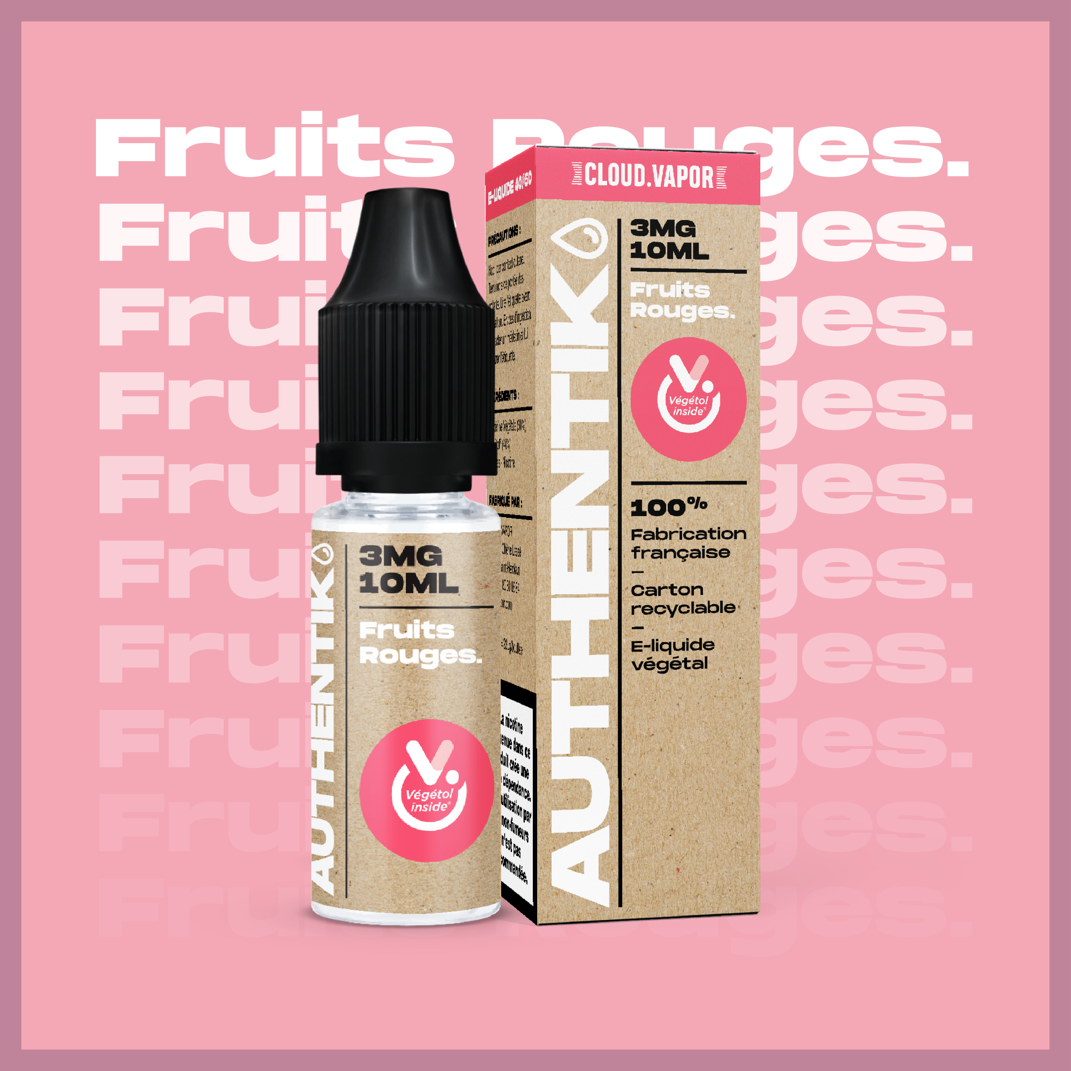 E-liquide FRUITS ROUGES de la Gamme Authentik en format 10ml nicotiné goût fruits rouges