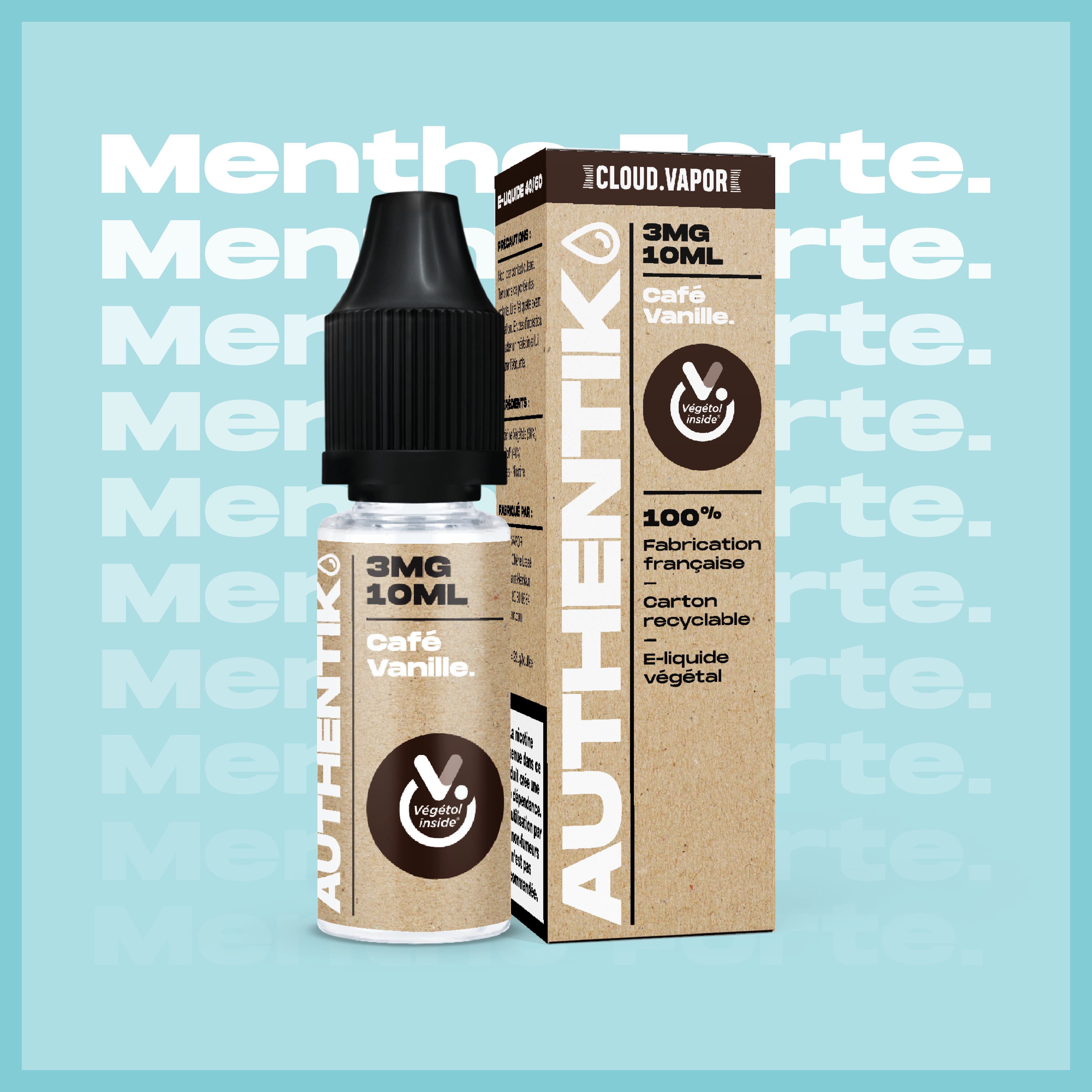 E-liquide MENTHE FORTE de la Gamme Authentik en format 10ml nicotiné goût menthe forte