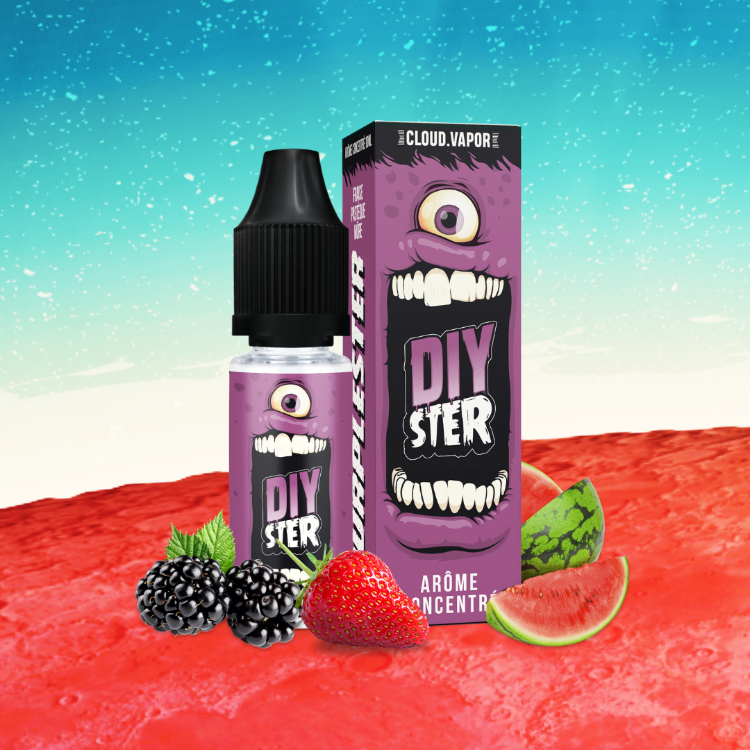 Arôme PURPLESTER de la Gamme DIYSTER en format DIY 10ml goût fraise, mûre et pastèque