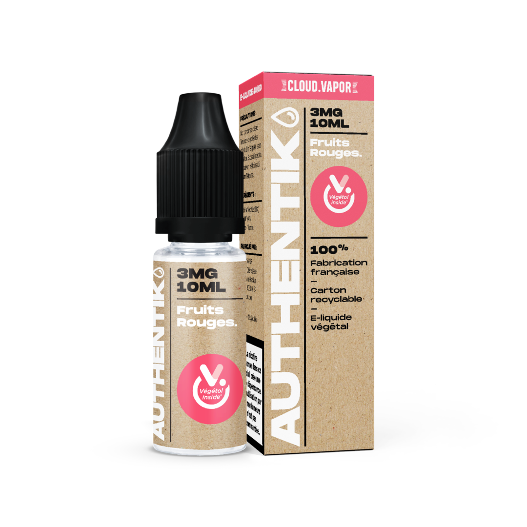 E-liquide FRUITS ROUGES de la Gamme Authentik en format 10ml nicotiné goût fruits rouges