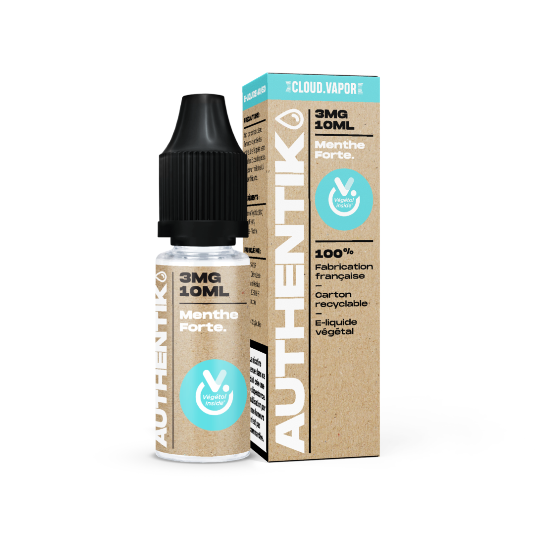 E-liquide MENTHE FORTE de la Gamme Authentik en format 10ml nicotiné goût menthe forte