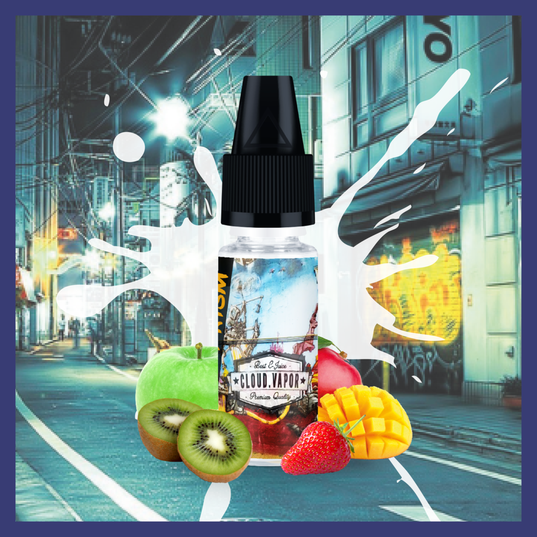 Arôme PRISM de la Gamme Street Art en format DIY 10ml goût pomme verte, fraise, kiwi et mangue.
